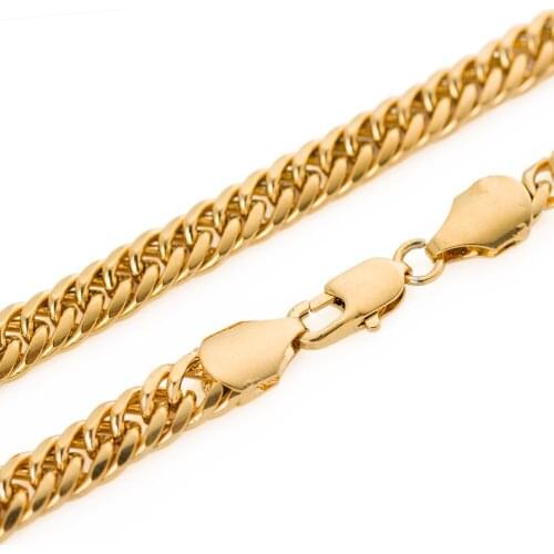 High quality cool snake chain whip chain 1 gold gold filled gold necklace personality wild man jewelery width 6.9mm Christmas
