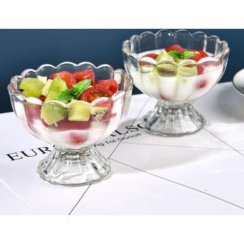 Ice Cream Cup Creative European Style Lace Glass Cup Home Cute Milkshake Dessert Cup Thickened Fruit Cup Strawberry Shot Glass