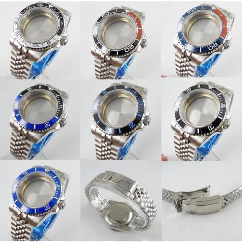 Fit NH35/NH36 High Quality 40mm Watch Case Sapphire Glass Without Magnifier + Watch Jubilee Strap Rotaing Bezel