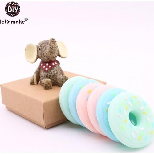 Lets Make Silicone Teething 10pcs Dounts Baby Natural DIY Pendant Silicone Teether Nursing Necklace Silicone Raccoon Teethers