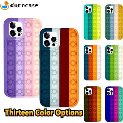 Fidget Toys Push Bubble Phone Case for iPhone 12 11 Pro XR XS Max SE 2020 6s 7 8 Plus Relief Stress Anxiety Silicone Soft Cover