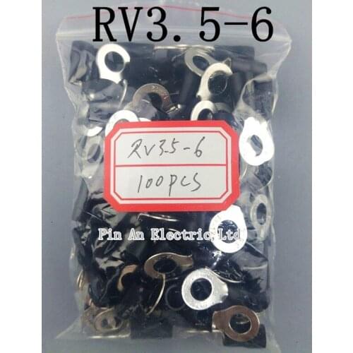 RV3.5-6 Black Ring insulated terminal suit 2.5-4mm2 cable Crimp Terminal Cable Wire Connector 100PCS/Pack RV3-6 RV