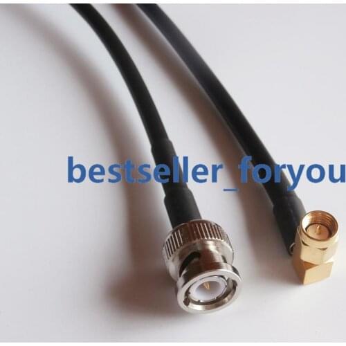 BNC male to SMA male plug right angle 90 RF Pigtail Caoxial Cable RG58 50cm