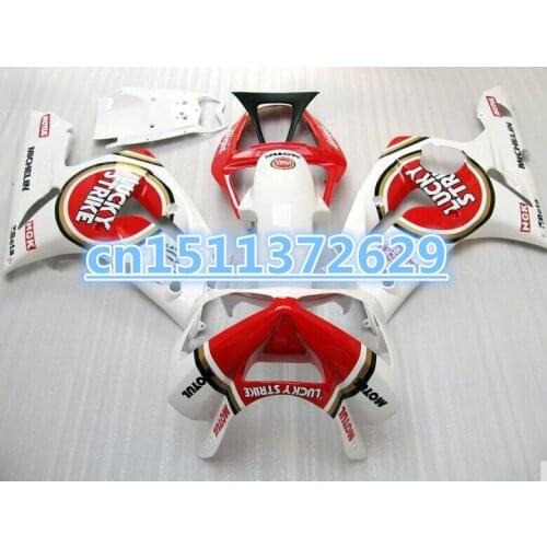 Motorcycle Fairing kit for KAWASAKI Ninja ZX6R 03 04 ZX6R 636 2003 2004 LUCKY-STRIKE red white ABS Fairings set D