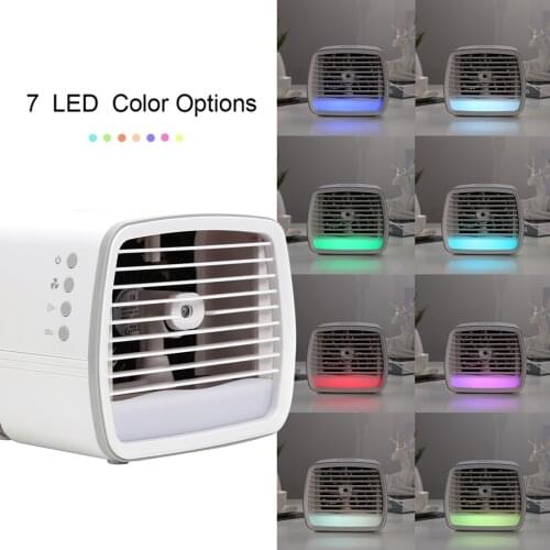Air Conditioner USB Portable Mini Cooling Fan With 7 Colors LED Three Gear Mode Water Cooler Humidifier Multifunction Summer