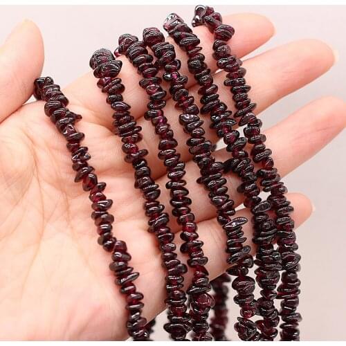 Red Garnets Gravel Stone Beads Natural Agates Stone Loose Beads for Making Jewelry Necklace Size 3x5-4x6mm Length 40cm