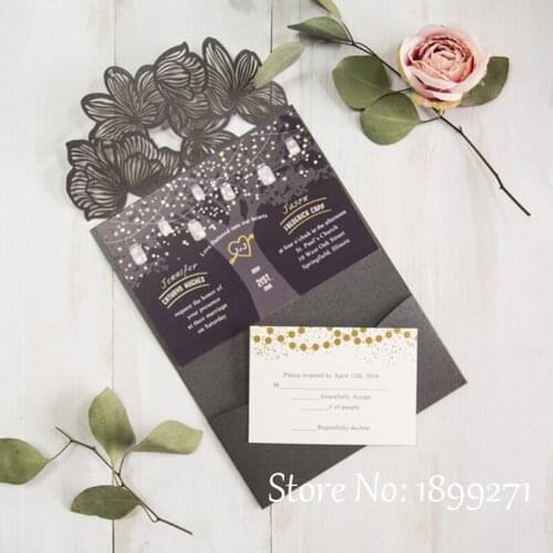 Laser Cut Lace Flower Bridal Wedding Invitations Supplies DIY Craft Card