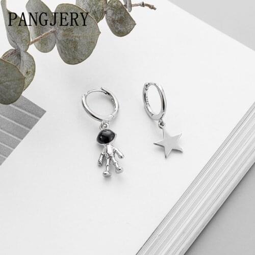 PANGJERY Prevent Allergy 925 Sterling Silver Starry Sky Earrings for Women Simple Exquisite Stars Astronaut Party Jewelry Gifts