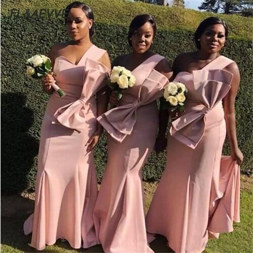 Mermaid Bridesmaid Dresses One Shoulder 2021 Elastic Satin African Bridesmaid Dress Wedding Party Dress