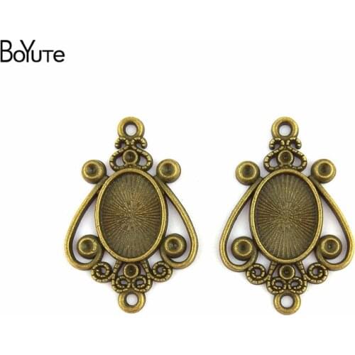 BoYuTe (50 Pieces/Lot) 14*10MM Cabochon Bese Alloy Antique Bronze Silver Plated Pendant Blank for Jewelry Findings Diy Necklace
