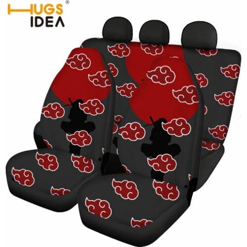 Anime Uzumaki Full Set Car Seat Covers fit Most Cars Shippuden Akatsuki Pattern Vehicle Front/Back Seat Cover Protective for Men