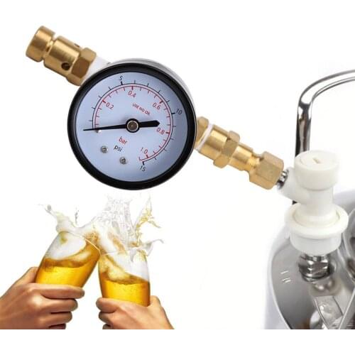 0~15psi Ball Lock Adjustable Pressure Relief Valve Gauge For Beer Keg Home Brew G1/4