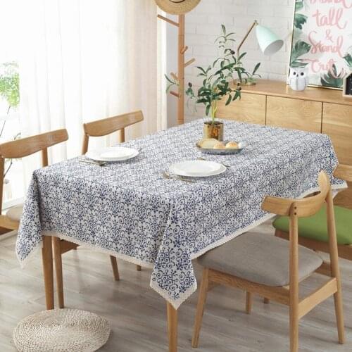 Tablecloth for table Cotton Linen Table cover Washable Porcelain Table cloth for Christmas Wedding Banquet cafes restaurants