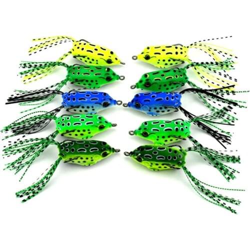 TOPIND 10Pcs/lot Frog lures Fishing Lure Soft Plastic Fishing Bait With Hook Top Water Artificial Fish Tackle 5.5CM 8G