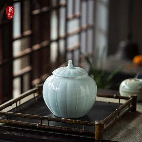 Pumpkin Creativity Chinese Tea Box Airtight Ceramic Mini Container Tea Box Organizer Storage Jars Caja Para Te Teaware ED50TB