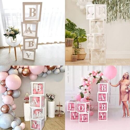 Party Decoration A-Z letter transparent box baby shower 1st birthday party decor kids adult name box wedding decor babyshower