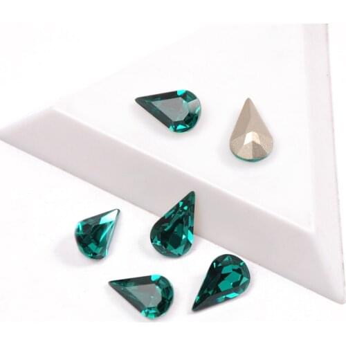 YANRUO 4300 Super Glitter Blue Zircon Color Rhinestones Popular Pear shaped Glass For Charms 3D Nails Art Decorations