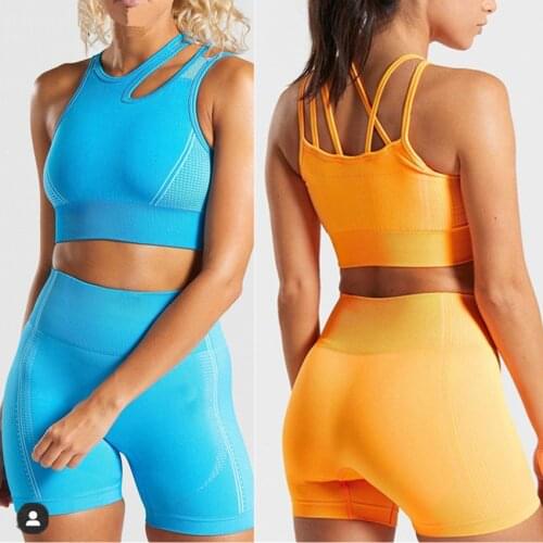2PCS Seamless Yoga Suits Women Energy Gym Fitness Clothing High Waist Leggings Bra Yoga Sets Training Sport Running Sport