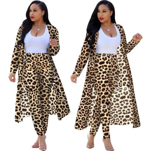 Women Fashion Digital Print Long Cardigan Tops And Pants 2 Piece Suit Set Outfits Casual Tracksuits Autumn Winter Club Outfits