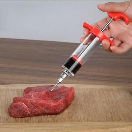 1PC Stainless Steel Needles Spice Syringe Set BBQ Meat Flavor Injector Kithen Cooking Sauce Marinade I Accessories BBQ Tools