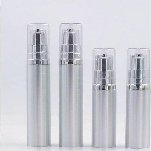 10ML silver airless plastic bottle whole silver pump lid lotion emulsion serum mist sprayer hyaluronic toner skin care packing