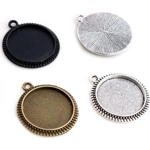 20pcs 16mm Inner Size Antique Bronze And Silver Plated Simple Style Cabochon Base Cameo Setting Charms Pendant