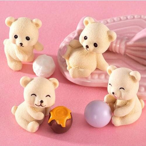 2021 New Cartoon Mini 7-piece Honeypot Bear Chocolate Silicone Moulds 3D Doll DIY Epoxy Making Decorative Pendant Molds