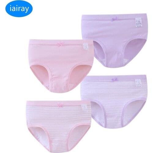 4pcs/lot pink stripe cotton boxer briefs for girls teenage girl underwear children clothing kids panties girl underpants 3-12Y
