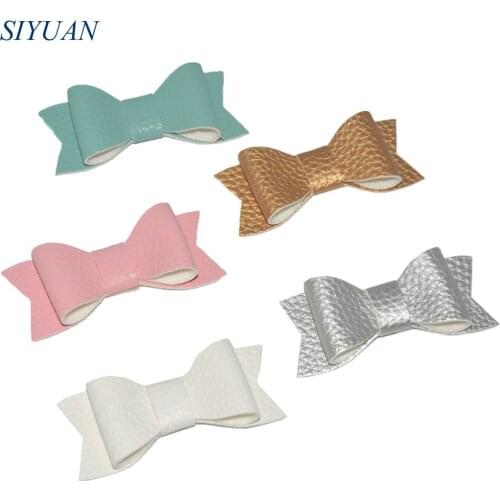50pcs/lot Synthetic PU Leather Bow Bowknot Fashion Hair Accessories for Girl Headband and Hairpin Making H0277