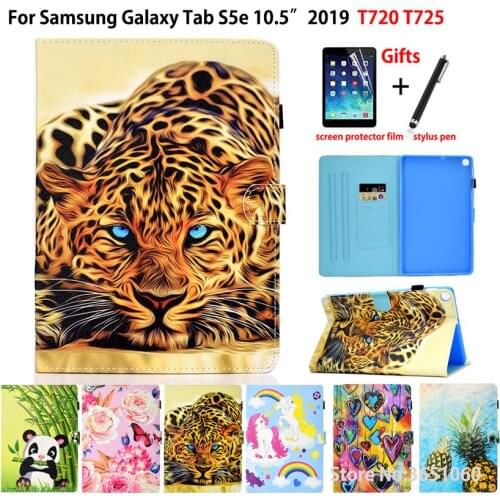 Case For Samsung galaxy tab S5e 10.5 2019 T720 SM-T720 SM-T725 Cover Funda Fashion Painted PU Leather Stand Shell Coque +Gift