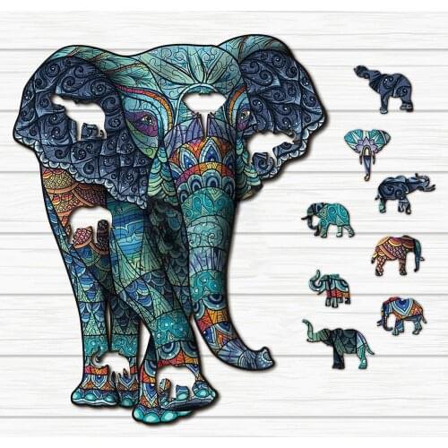 Elephant Tribal Wooden Jigsaw Puzzle Puzzle Board Set Toy Interesting Wooden Puzzles For Adults Kids Christmas Interactive Gifts
