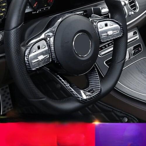 For Benz class C260/E300L/GLB C200L/GLE/GLC ABS Carbon fiber Car steering wheel button Sticker Decoration Cover Trim 2PCS