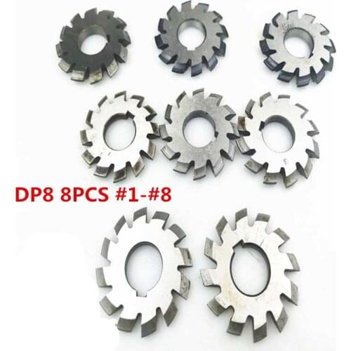 DP8 1-8# 8pcs/set PA14.5 HSS Gear Milling cutter