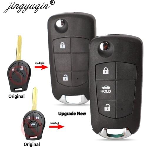 Jingyuqin Car Remote Modified Flip Key Shell for NISSAN Juke March Qashqai Sunny Sylphy Tiida X-Trail Upgrade ReplaceMent Case