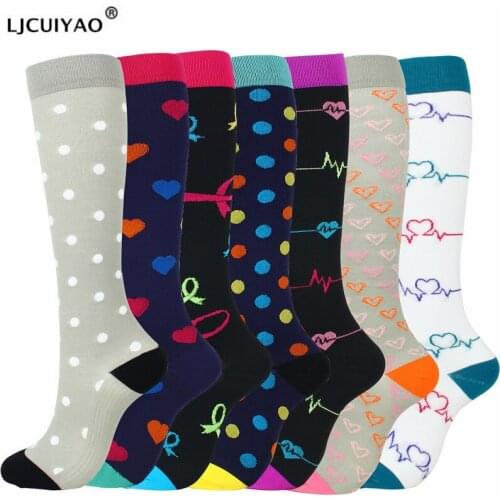 LJCUIYAO Multi-Color Compression Socks Women Men Thigh Fit Stretch Pressure Outdoor Party Elastic Unisex Stockings Cycling Sport