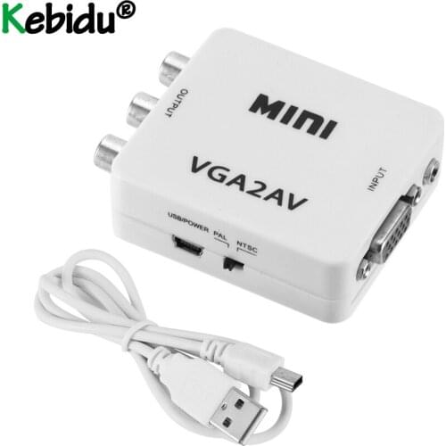 Mini VGA To AV RCA Converter+3.5mm Audio VGA2AV/CVBS Adapter Latest For PC To TV HD Computer To TV 1080P VGA To AV Converter