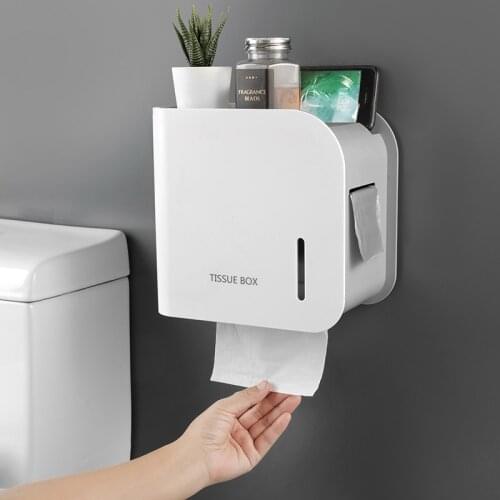 Toilet Tissue Box Free Punch Wall mounted Toilet Paper Holder Bathroom Waterproof Roll Paper Garbage Bag Storage Box mx12161715