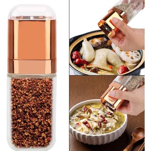 Herb Grinders Rose Gold Glass Bottles Gadgets Manual Salt Pepper Mill With Adjustable Ceramics Rotor Spice Jar Containers