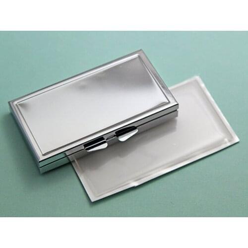 Metal Weekly Pill case With Mirror inside Retro Rectangle Pill container with epoxy sticker Set DIY PY07S