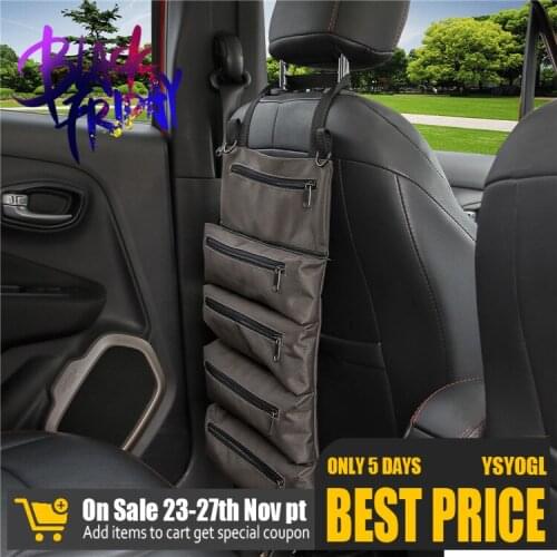 Multifunctional Auto Interior Car Storage Bag Canvas Hanging Oxford Cloth Car Backrest Tool Hanging Bag Foldable Tool Roll Bag