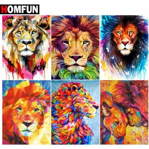 HOMFUN 3D Diamond Painting "Color lion animal" DIY Full Rhinestones Drill Cross-stitch Kits Square Round Diamond Embroidery