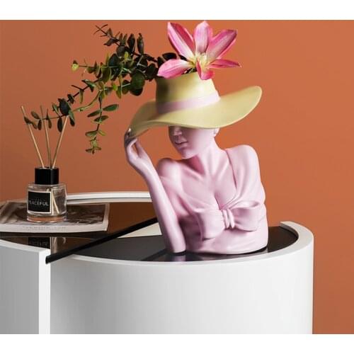 Tabletop Vases Flower Portrait Resin Sculpture Flower Pot Floral Living Room Desktop Balcony Home Decoration Ornament Decoration