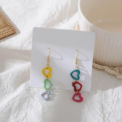 A New Tide Restoring Ancient Ways Of Fashion Charm And Asymmetry Of Color Design Heart-shaped Earrings Women Earrings