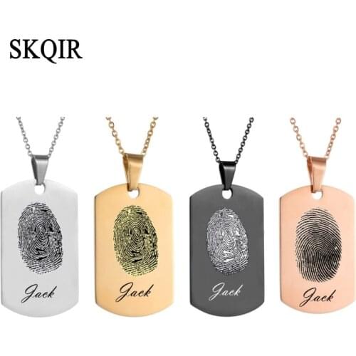 Custom Footprint Dogtag Pendant Necklace Stainless Steel Men Necklaces Personalized Name Photo Choker Family Jewelry Gifts