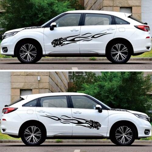 Pair Waterproof Car Body Side Truck Decal Vinyl Flame Graphics Racing Stripes Sticker Universal