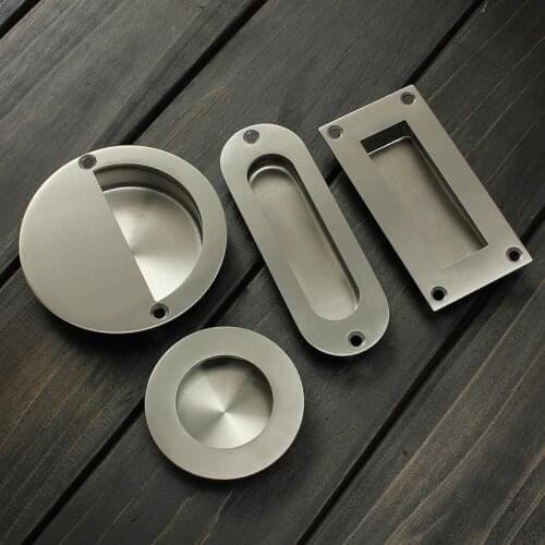 Stainless Steel Door Handle Flush Recessed Pull Circular Oval Rectangular Hardware Drawer Embedded For Home Tools Free Ship