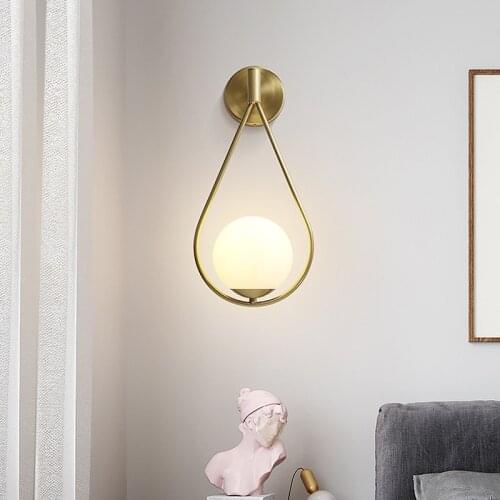 New Copper Wall Lamp Nordic Lights Modern Wall Lights Living Room Background Wall Lamp Bedroom Bedside Light Stairs Aisle Lights
