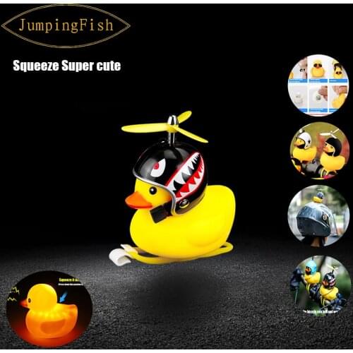Bicycle Duck Rubber With Helmet Bicycle Bell Horn Ducky With Helmet Light Bike Accessories Bike Duck In The Car Mtb Accessories