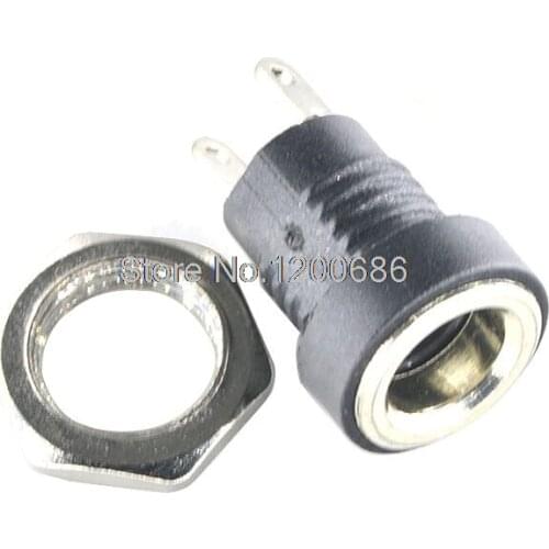High quality DC power socket copper 5.5 * 2.5 round hole thread nut connector