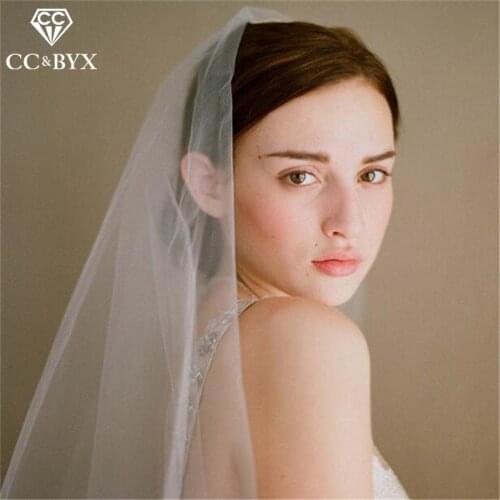 CC Jewelry Double layer Bridal Veil Soft Simple Wedding Hair Accessories For Women Bride Hairwear Engagement Elagant Party V007
